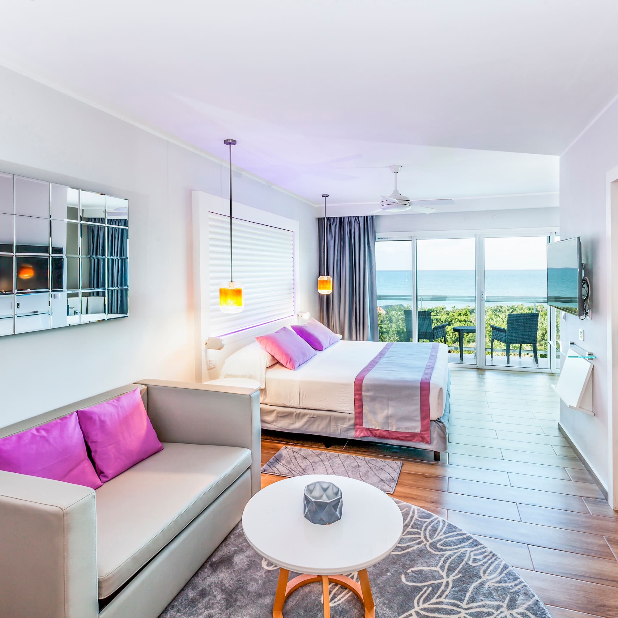 a room with a bed and a couch