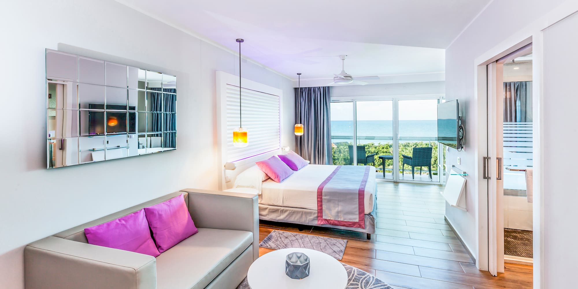 a room with a bed and a couch