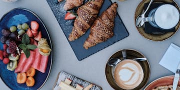 a table with different foods on it