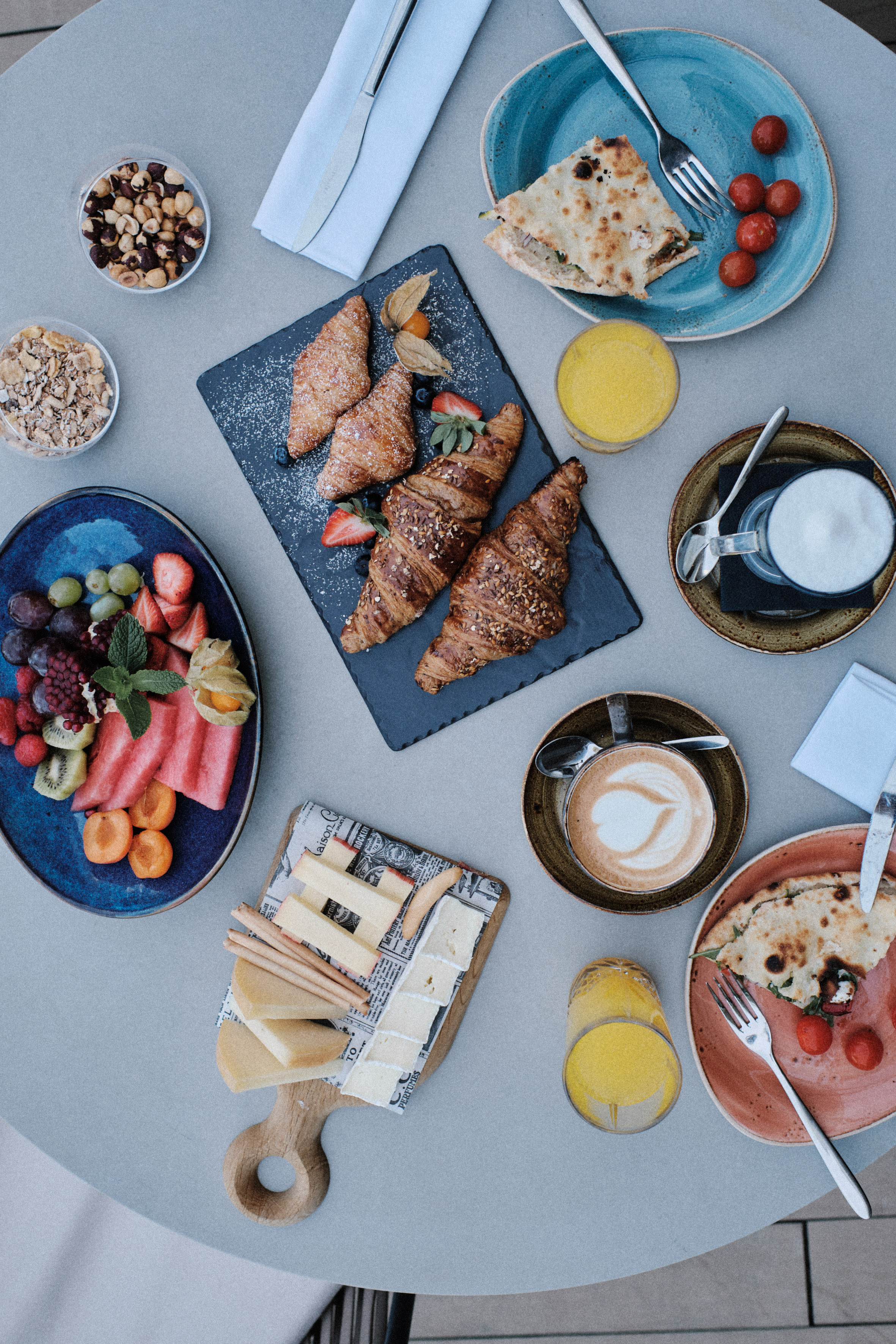 a table with different foods on it