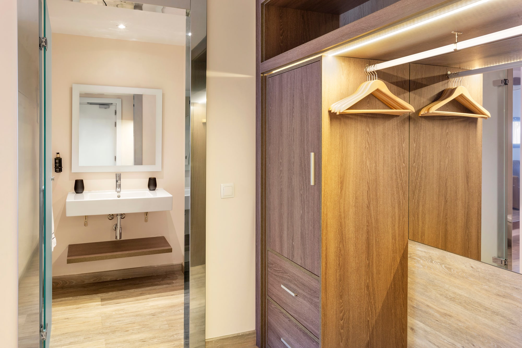 a closet with swingers in a room