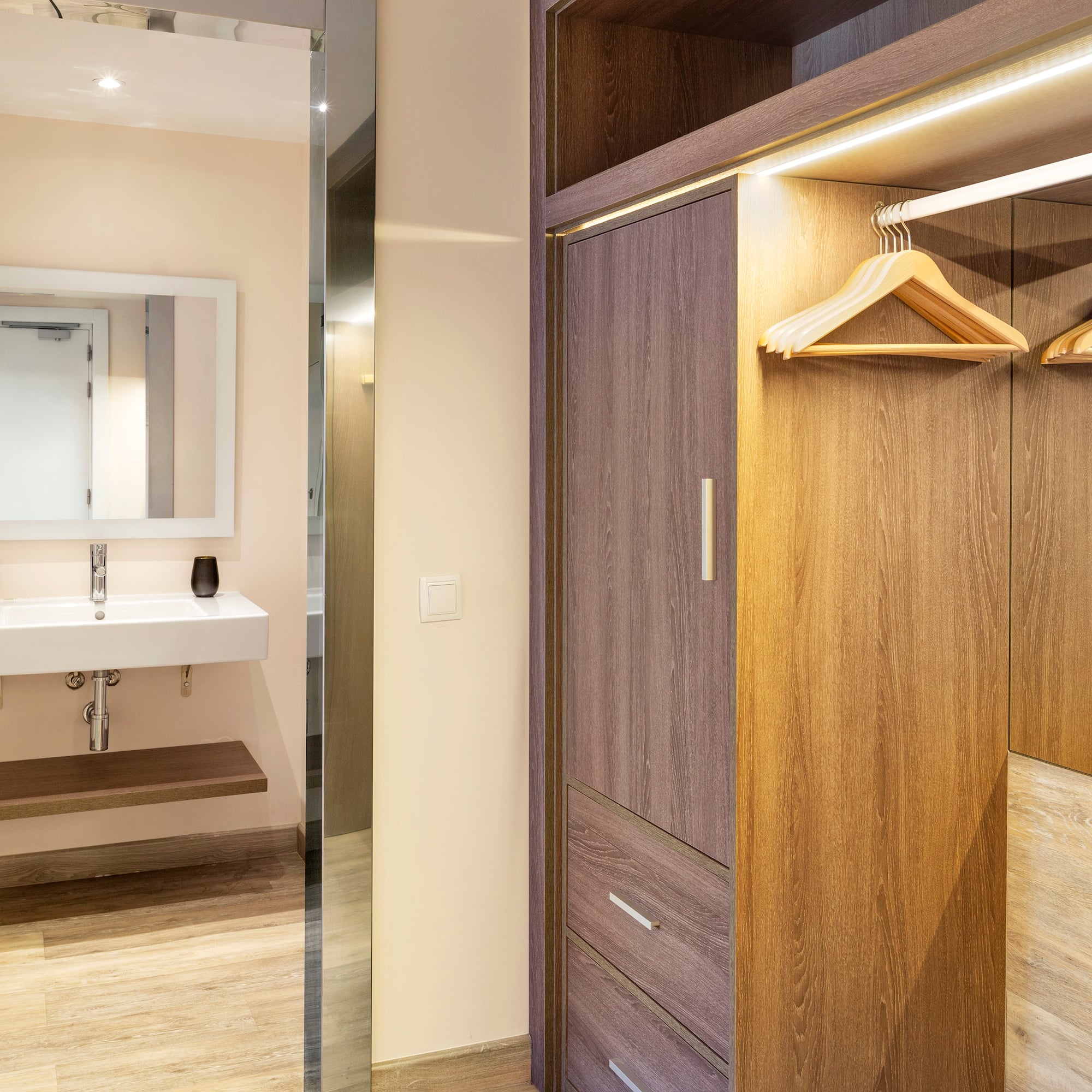 a closet with swingers in a room