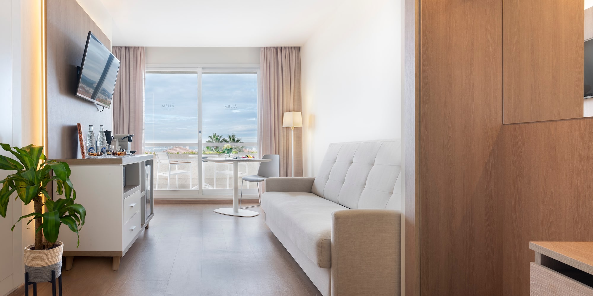 a room with a couch and a television