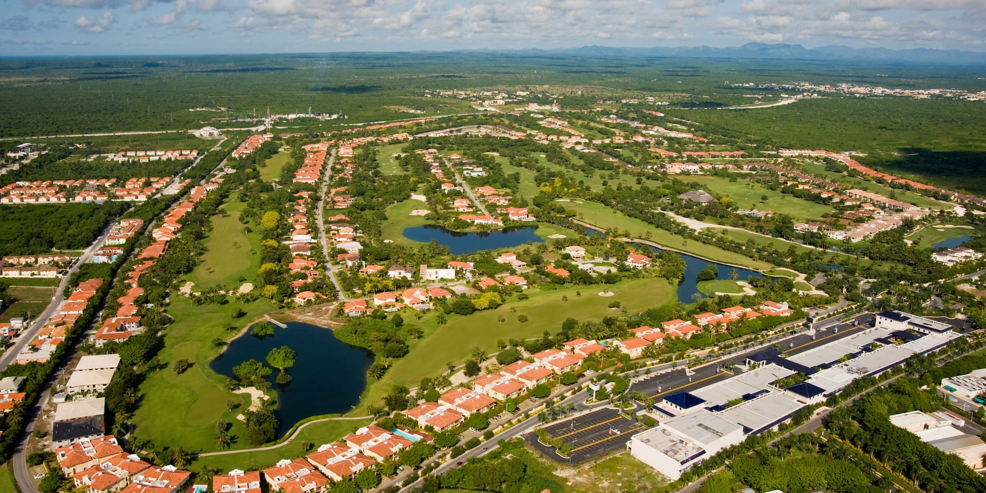 an aerial view of a town