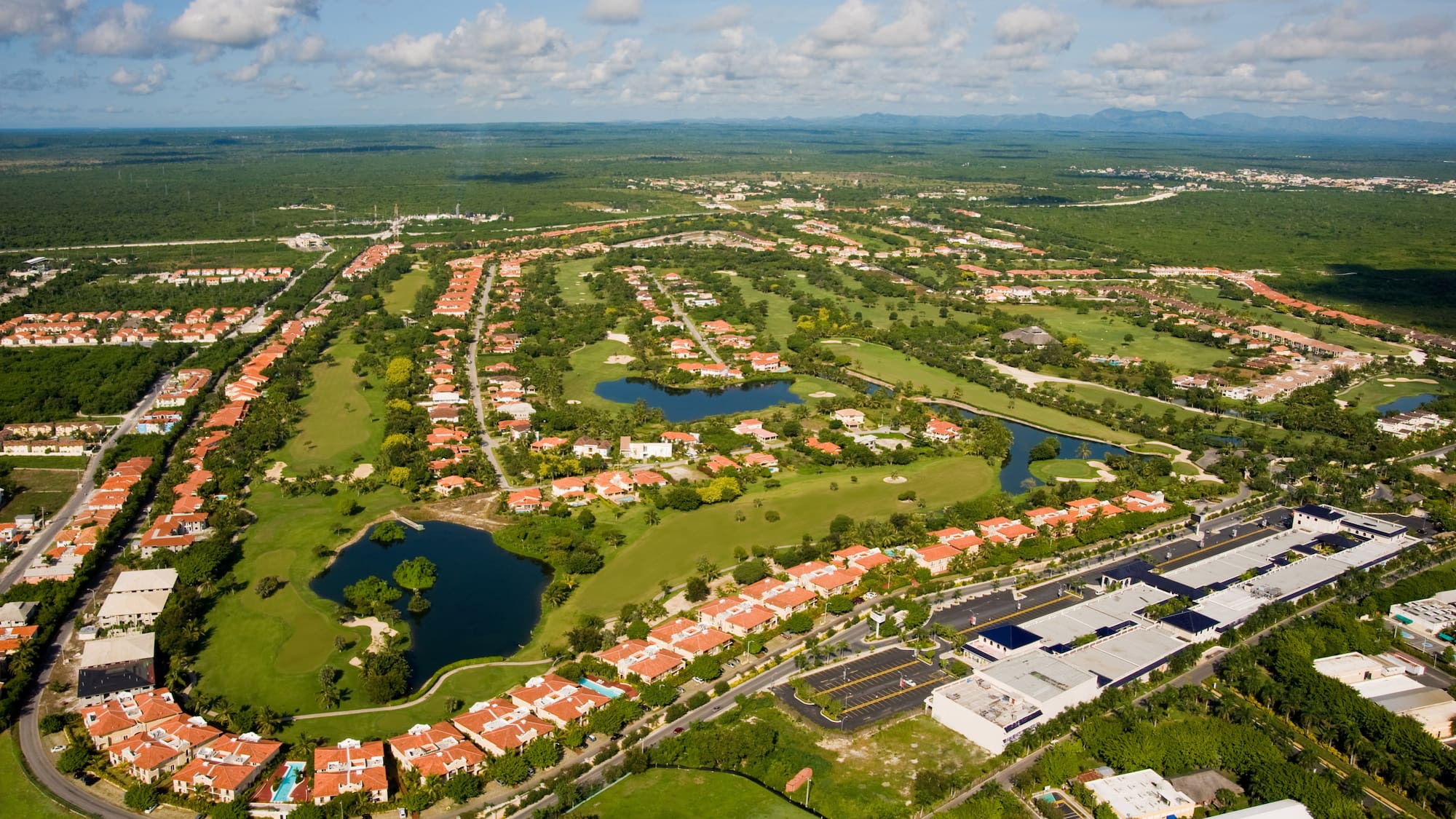 an aerial view of a town