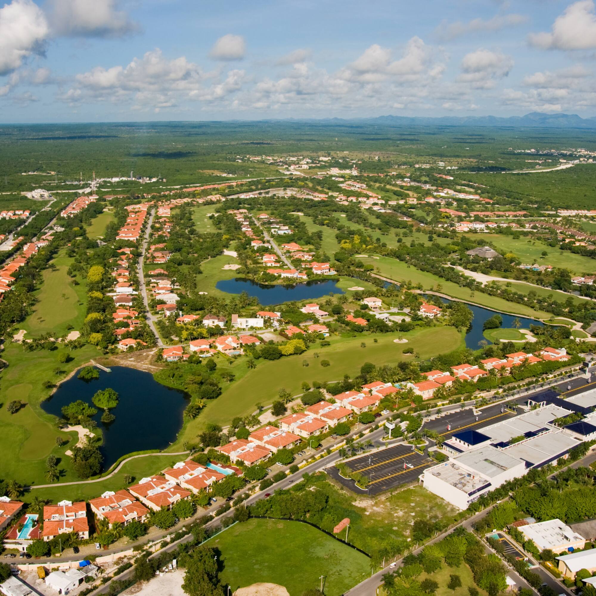 an aerial view of a town