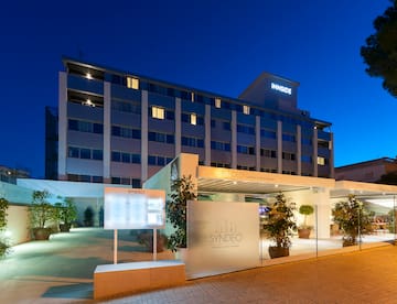 a building with a sign in front of it