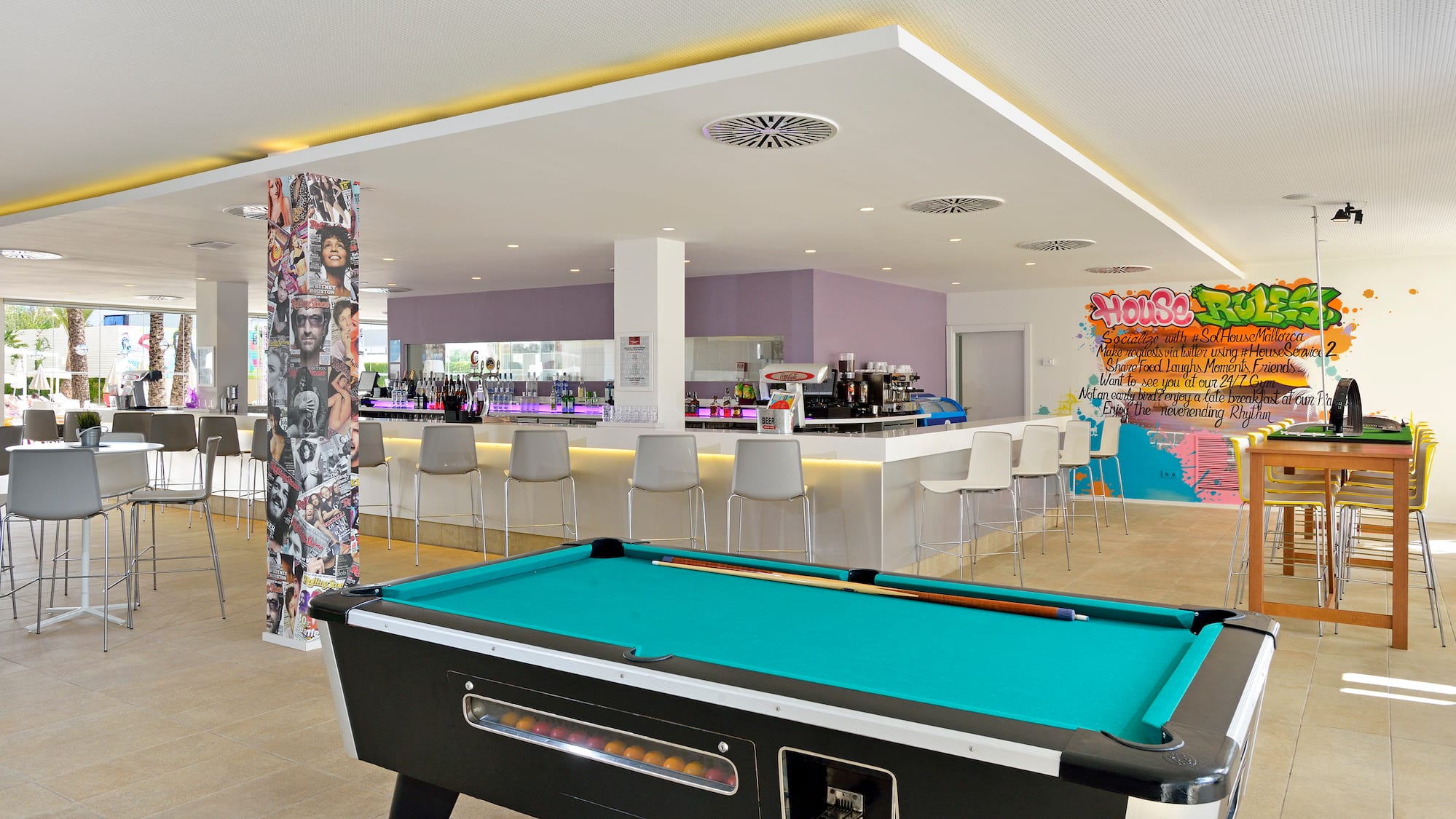 a pool table in a room