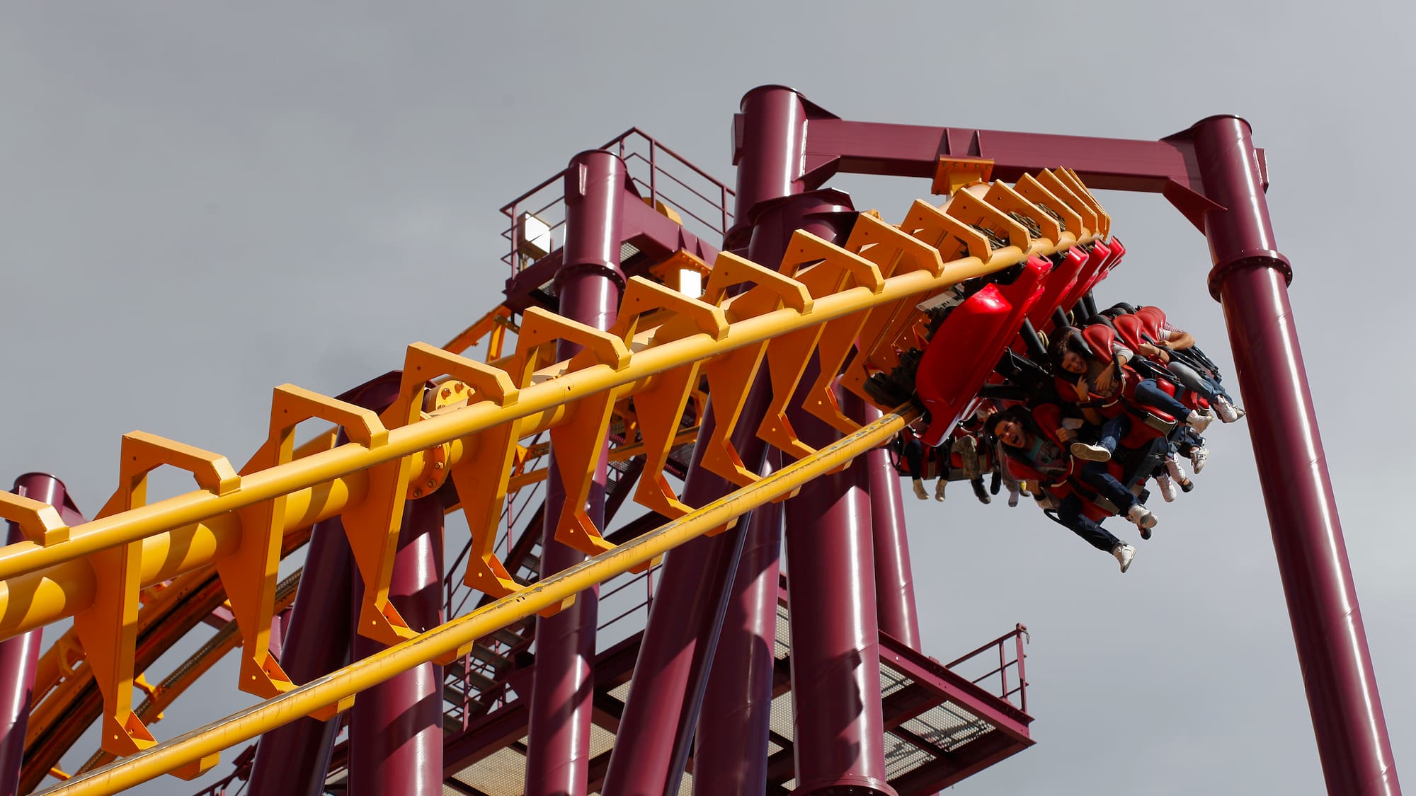 people on a roller coaster