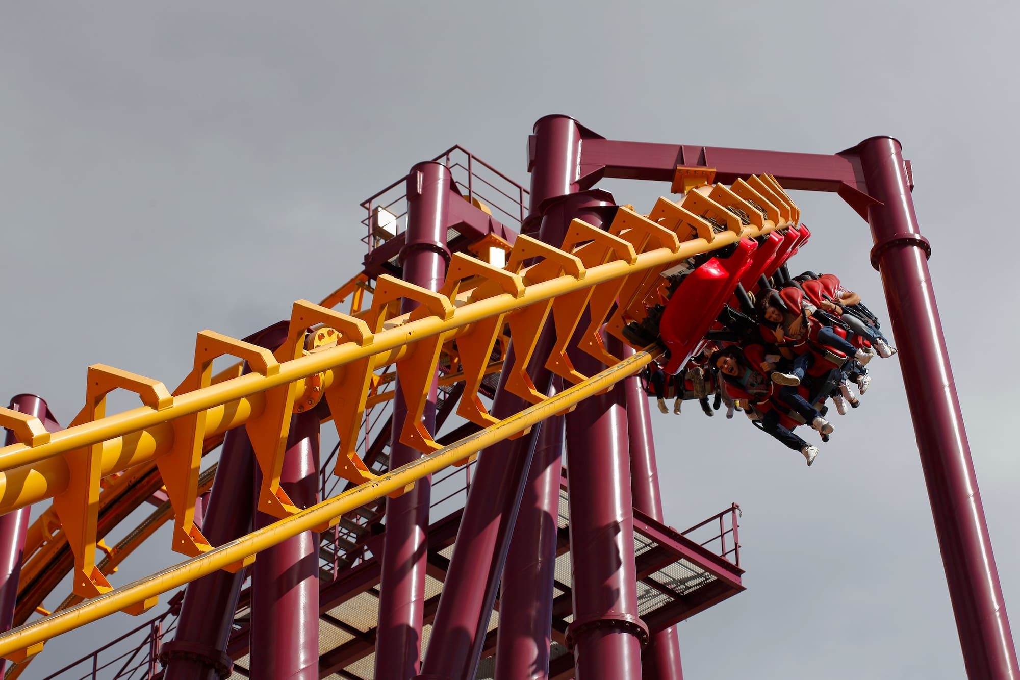 people on a roller coaster