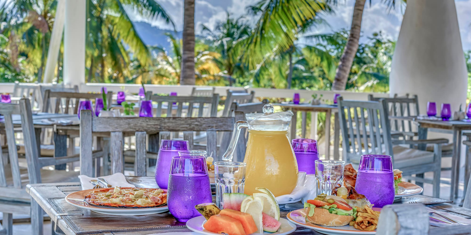 a table with food on it