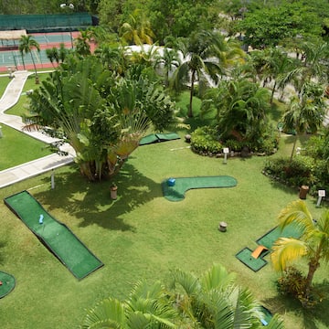 a aerial view of a golf course