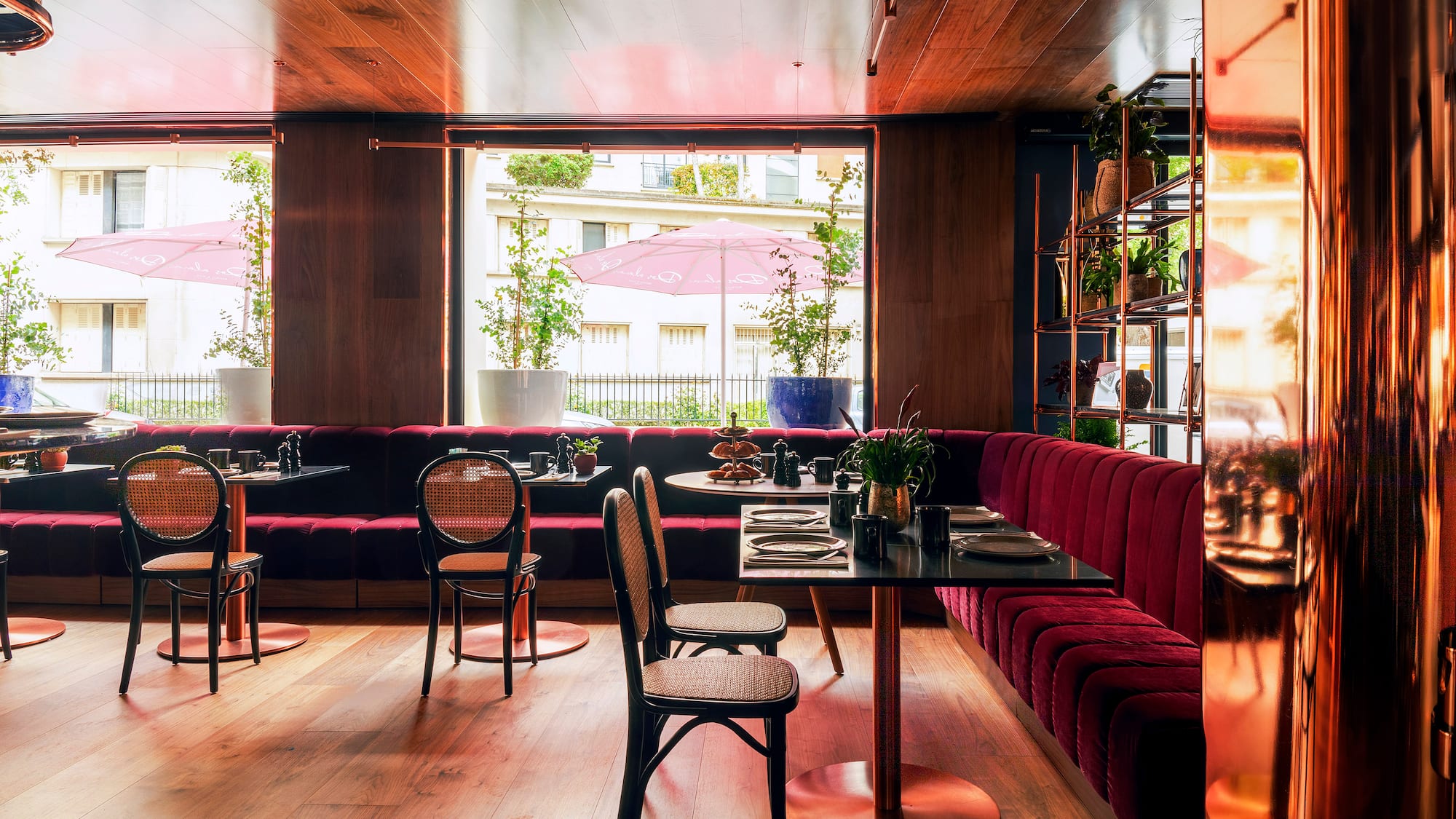 a restaurant with tables and chairs