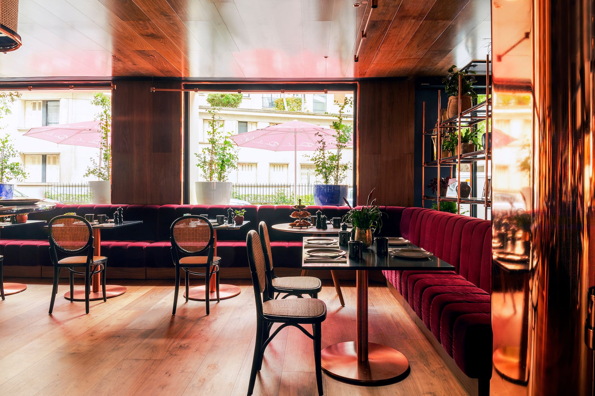 a restaurant with tables and chairs