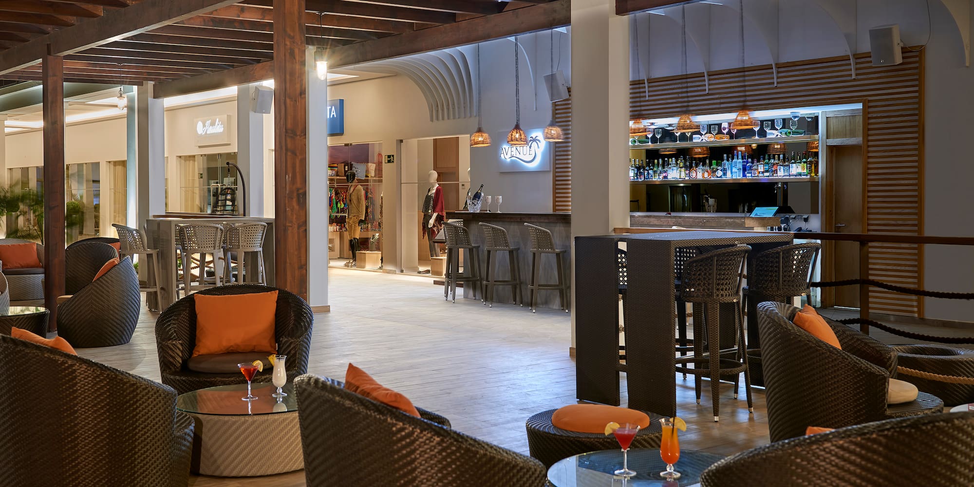 a room with chairs and tables