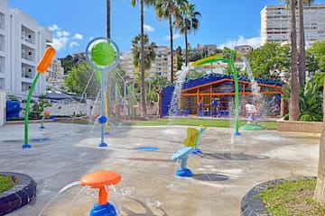 water fountains in a park