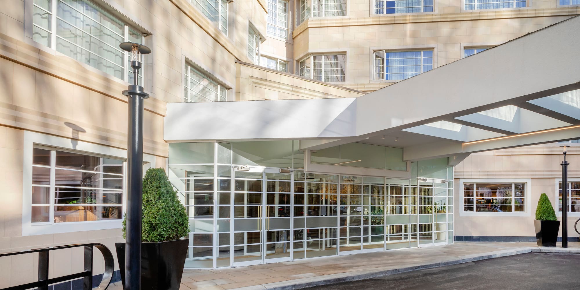 a building with a glass door