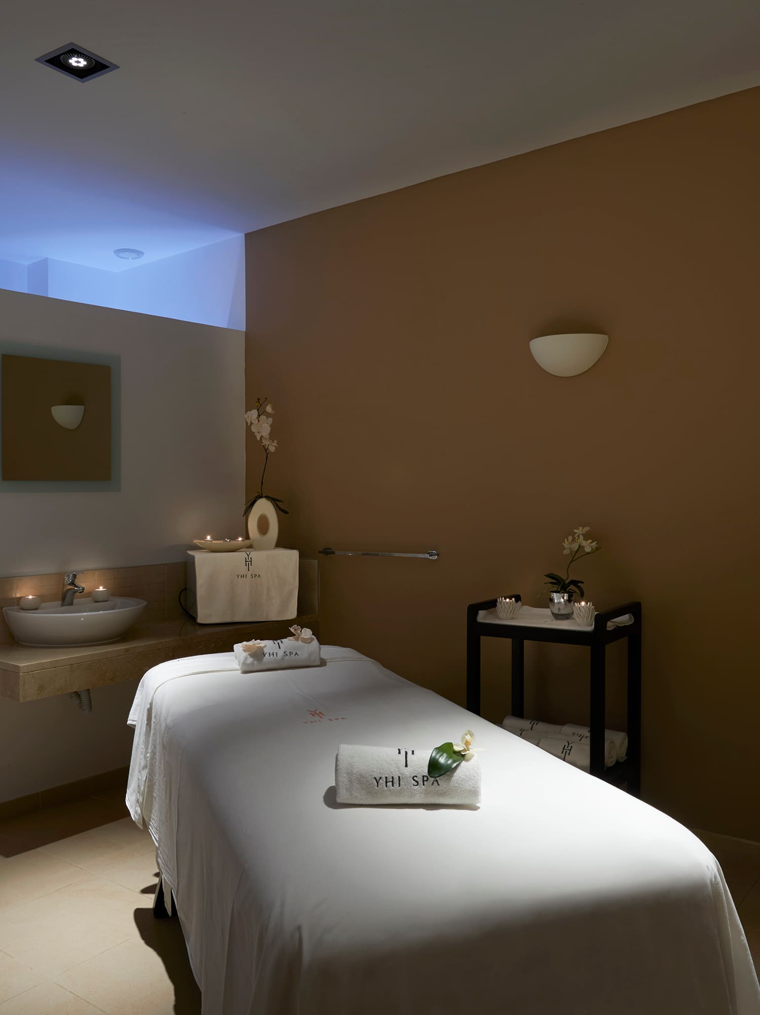 a massage table in a room