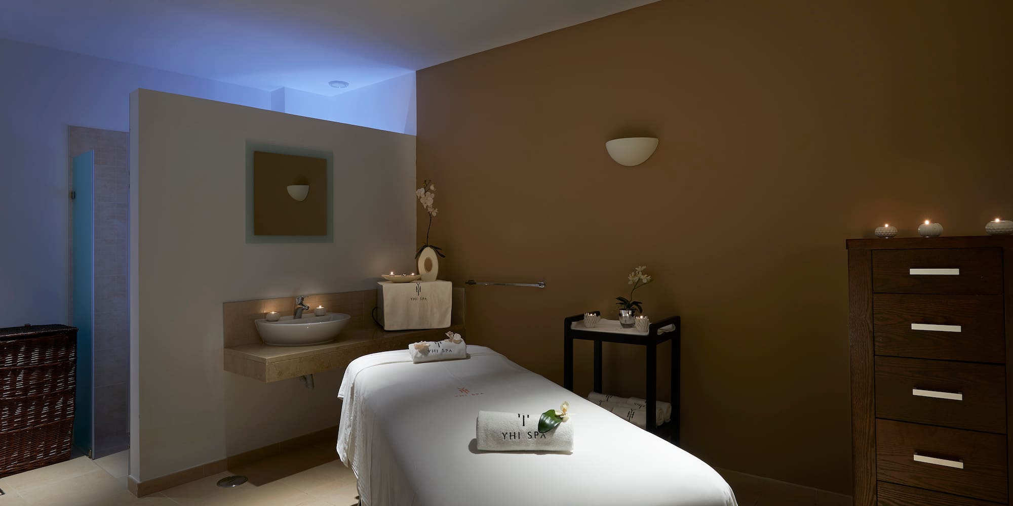 a massage table in a room