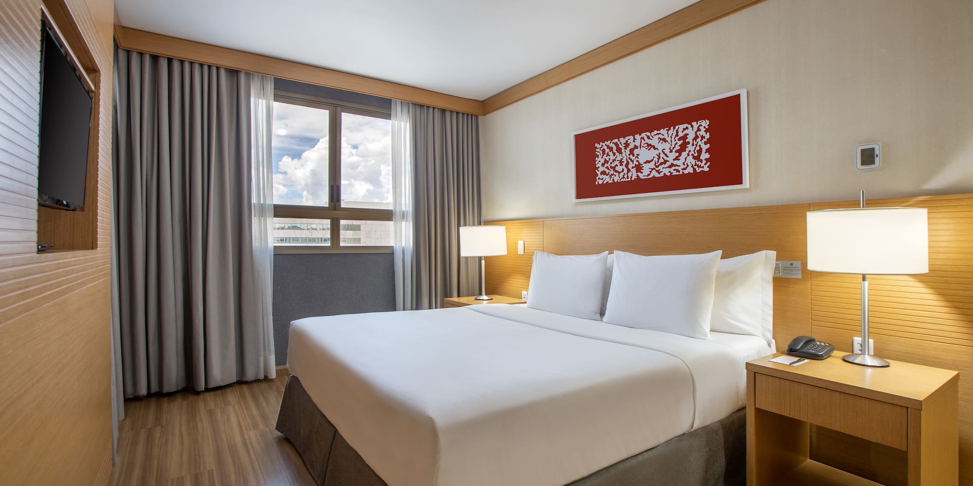 a room with a bed and a table