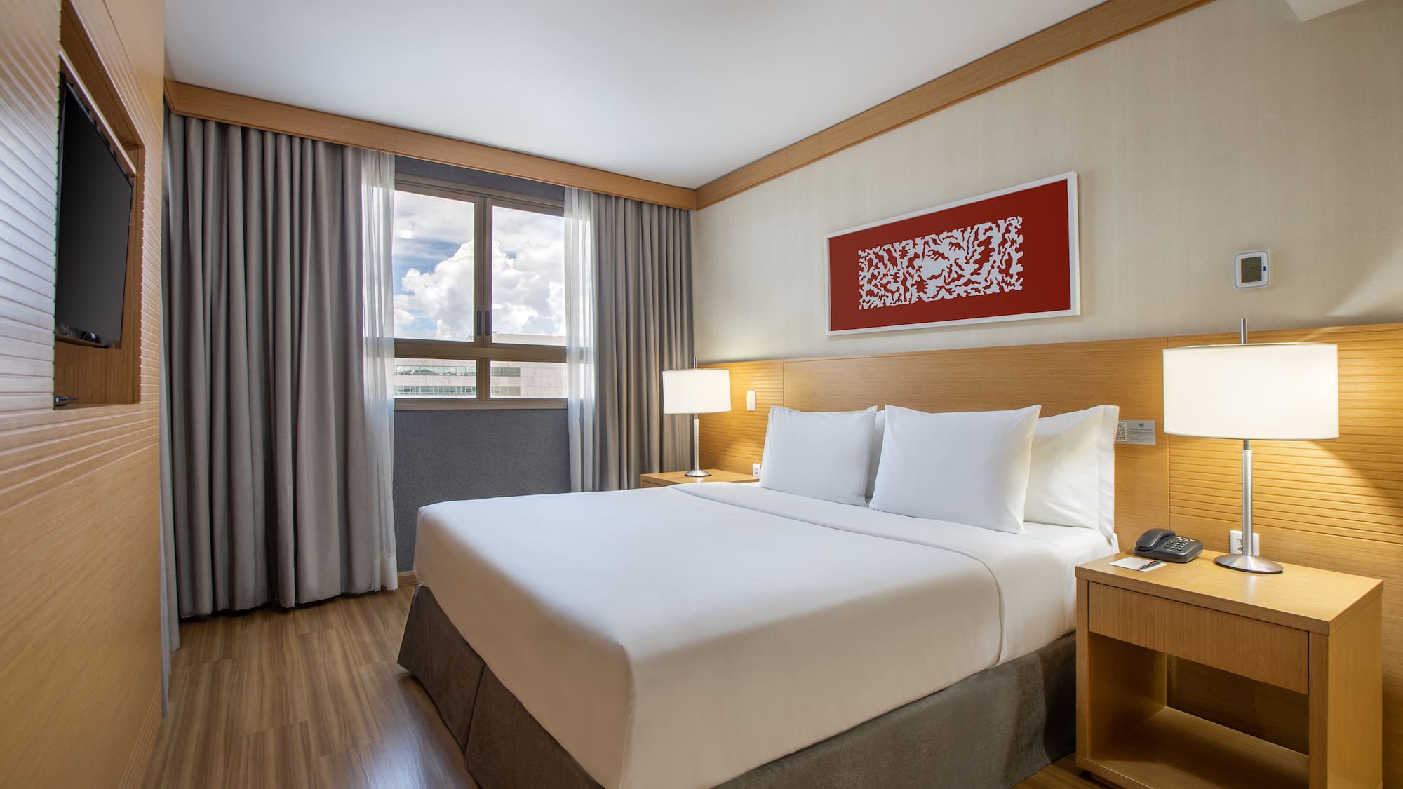 a room with a bed and a table