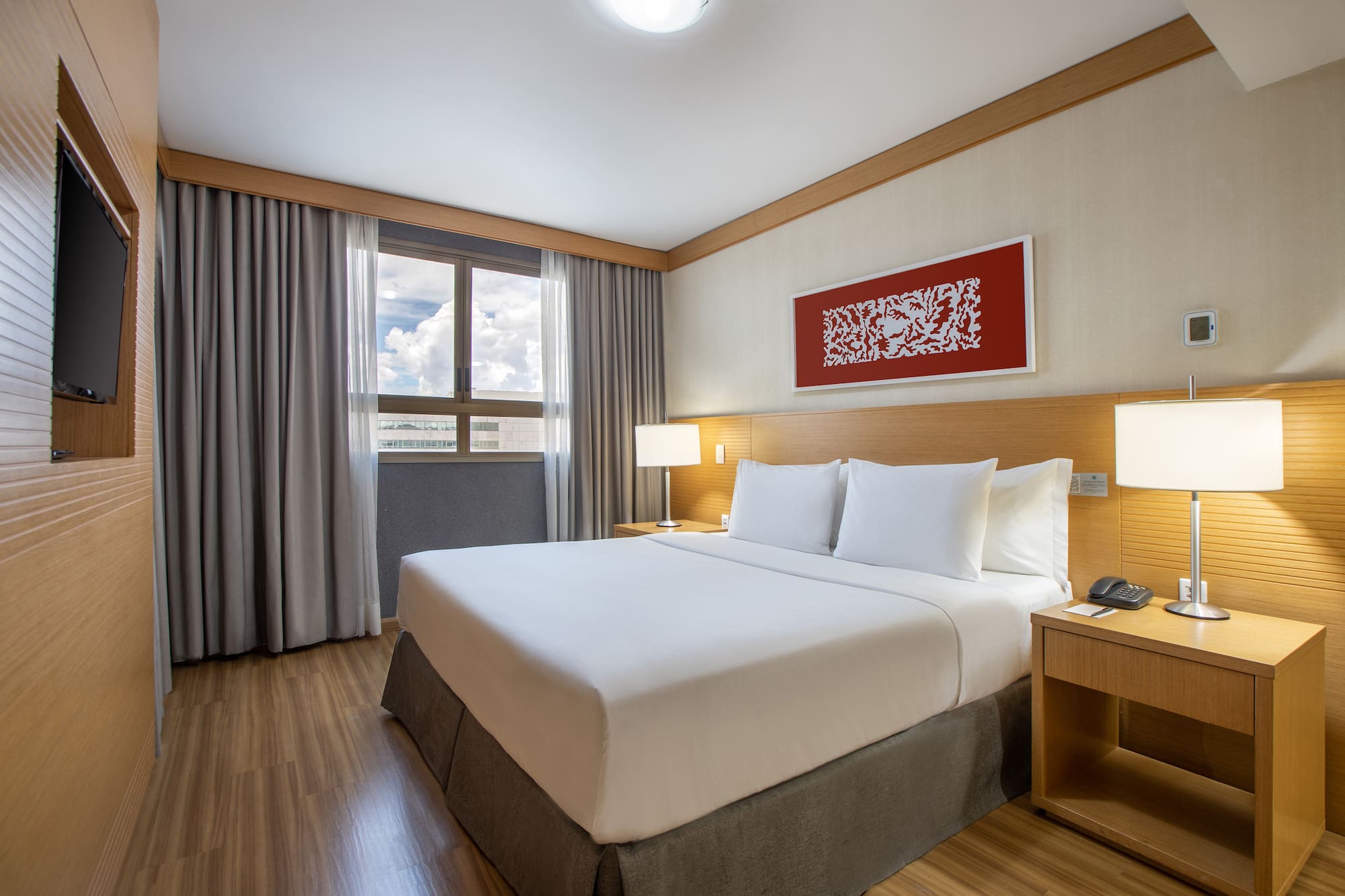 a room with a bed and a table