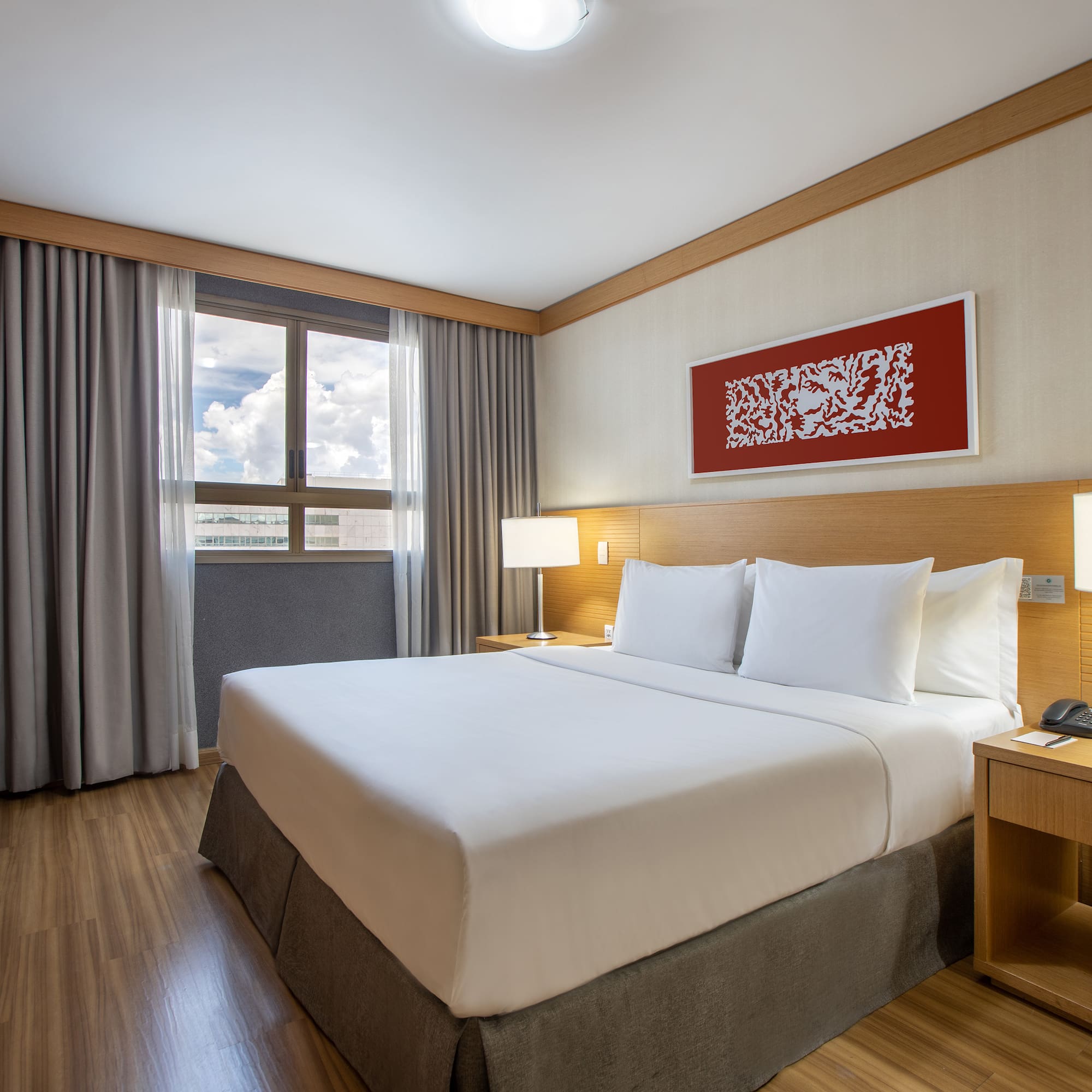 a room with a bed and a table