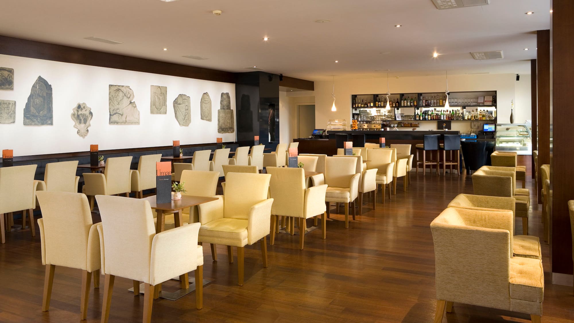 a room with tables and chairs