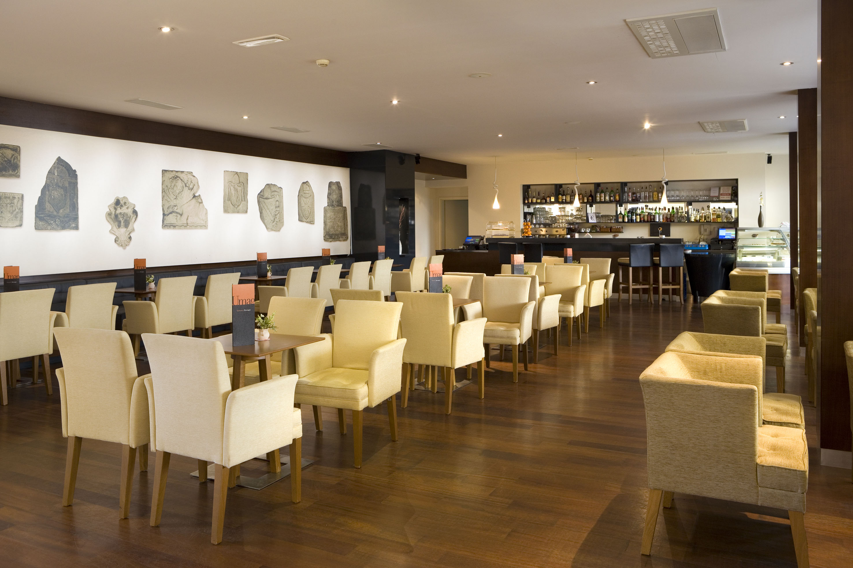 a room with tables and chairs