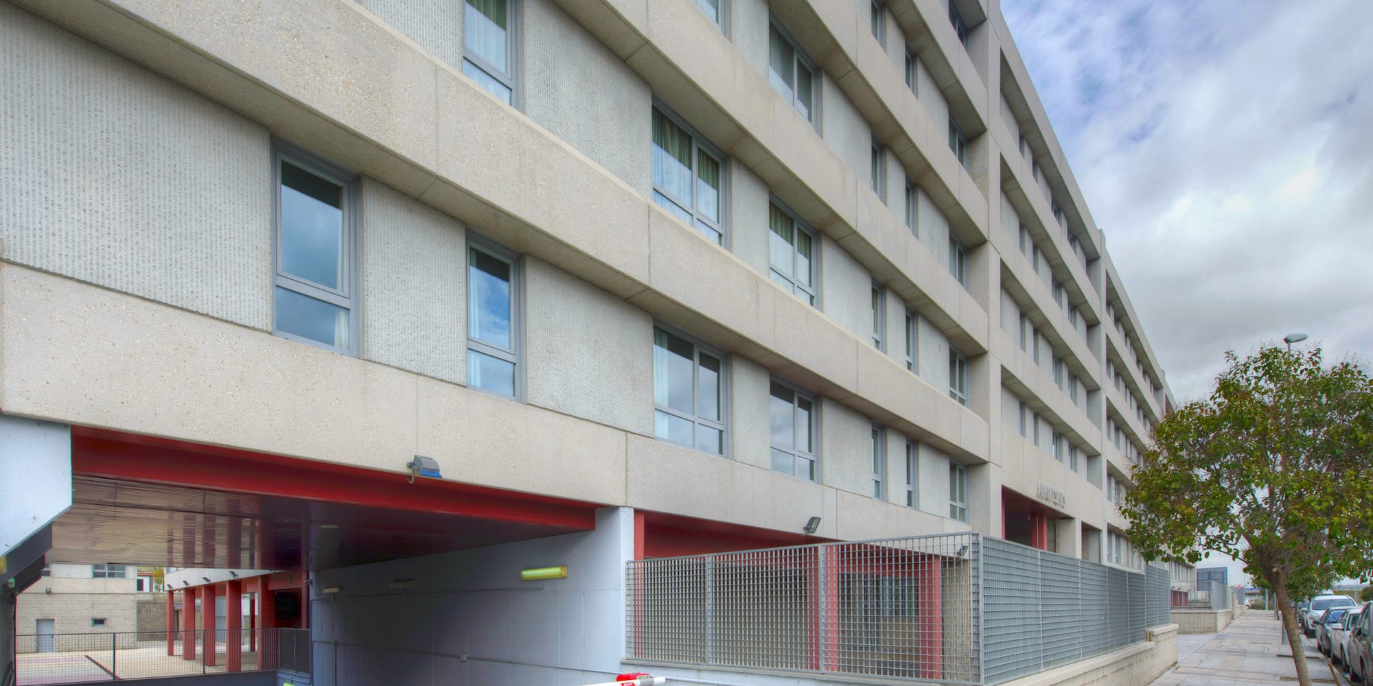 a building with a barrier