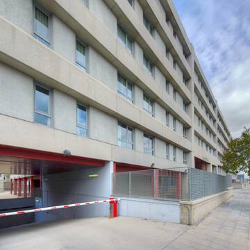 a building with a barrier