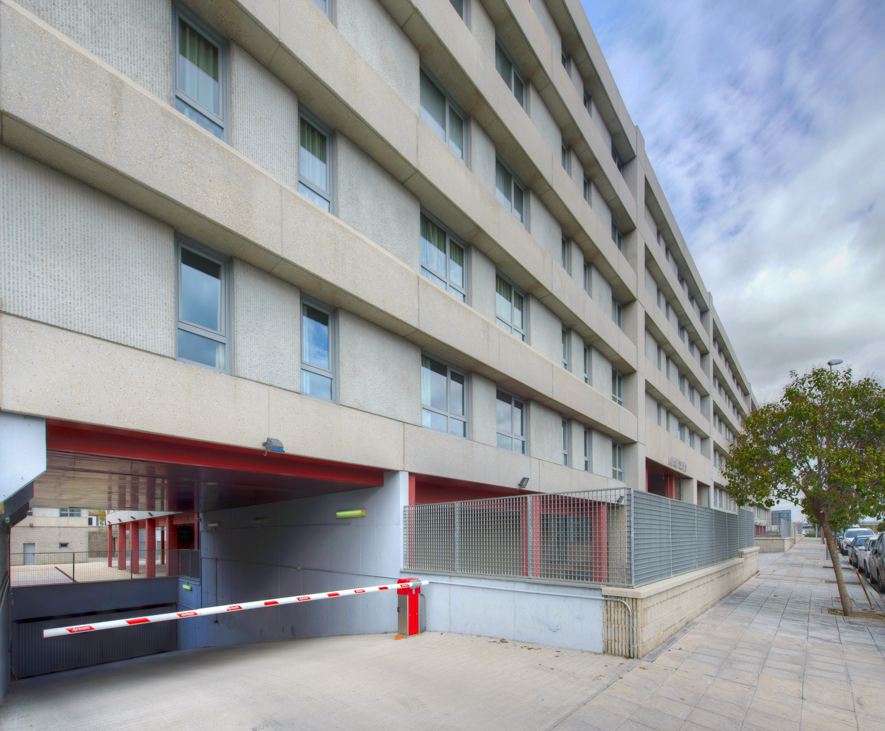 a building with a barrier