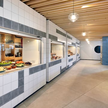 a food buffet in a room