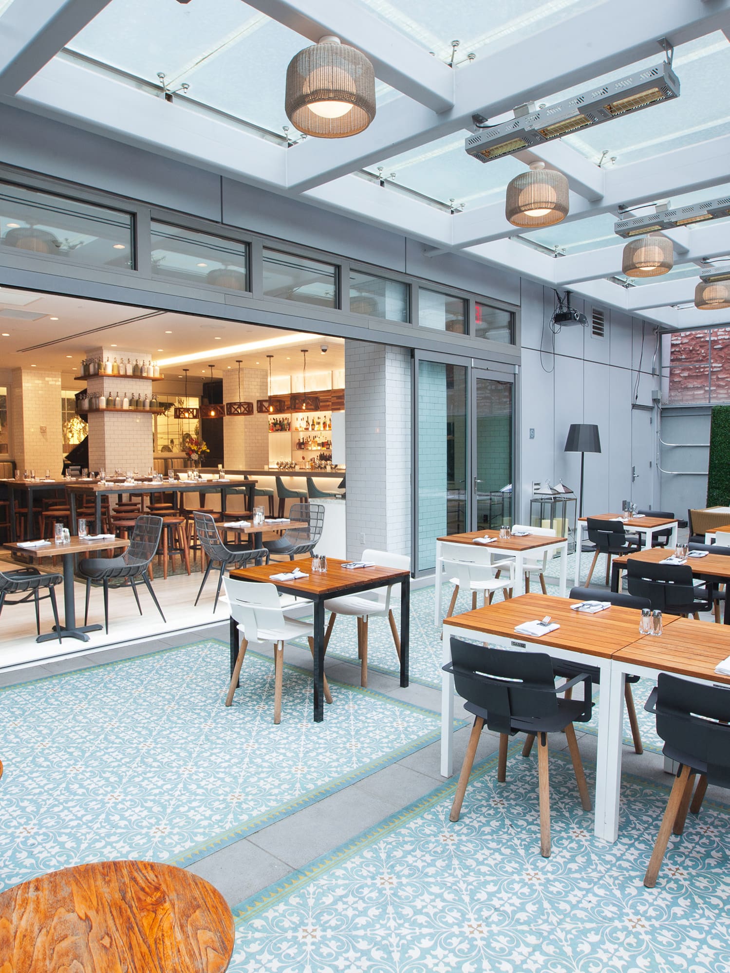 a restaurant with tables and chairs