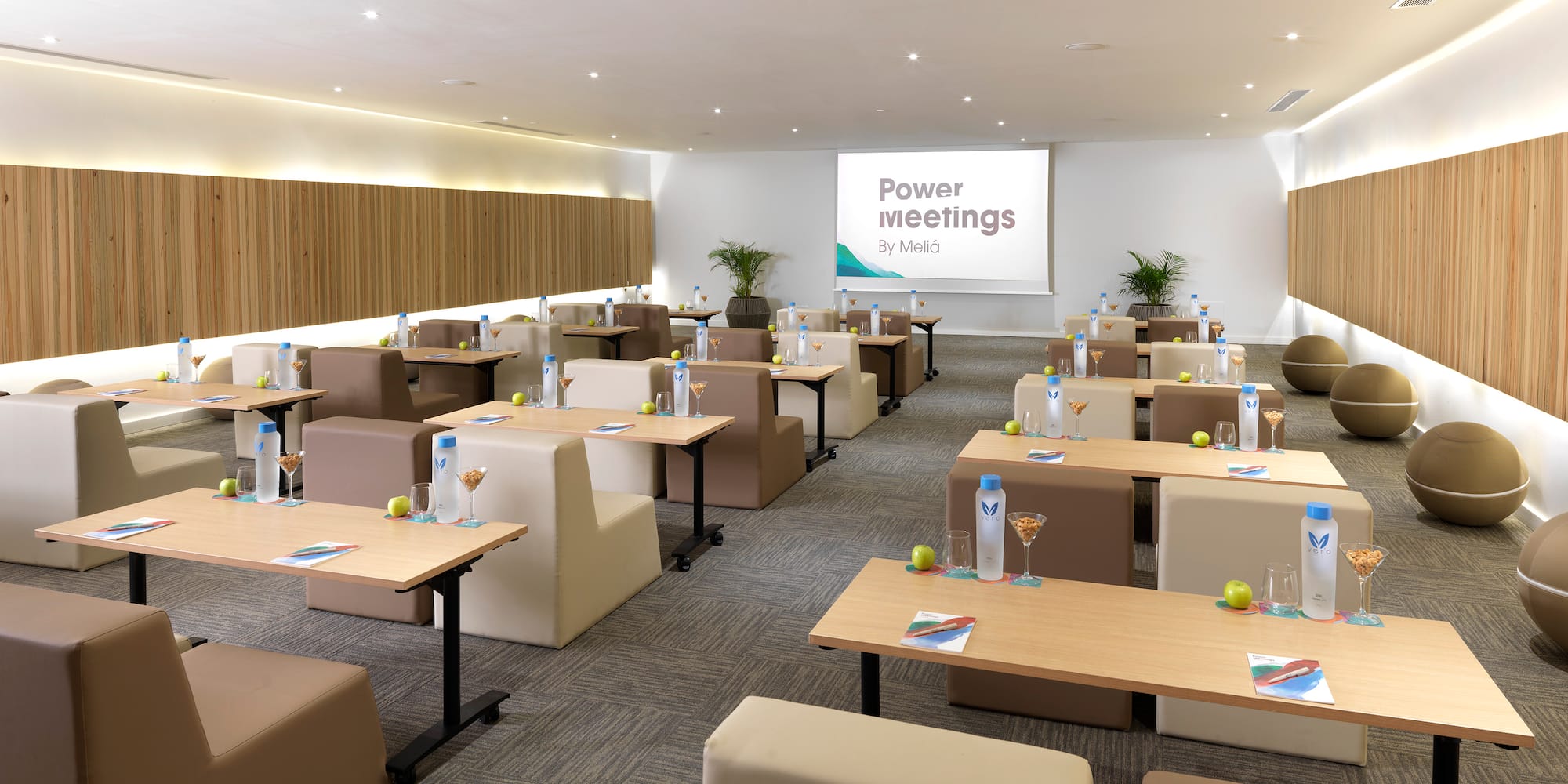 a room with tables and chairs