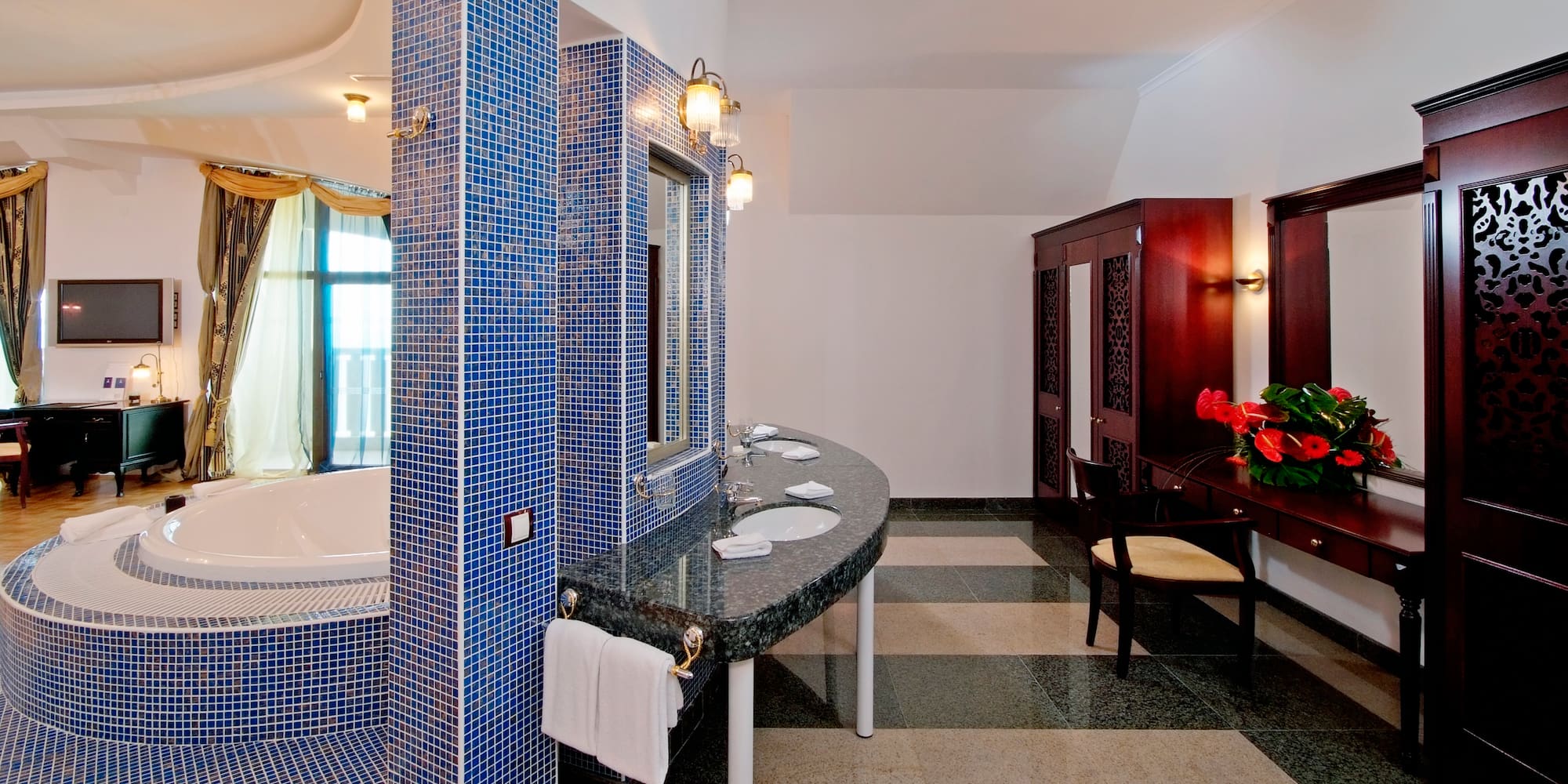 a bathroom with a sink and a tub