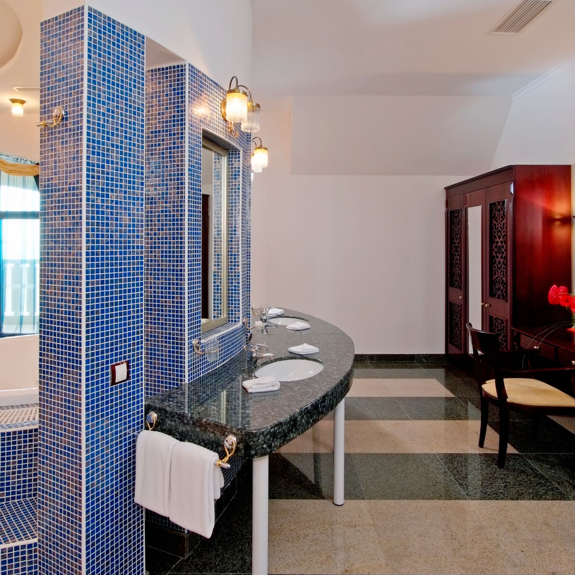 a bathroom with a sink and a tub