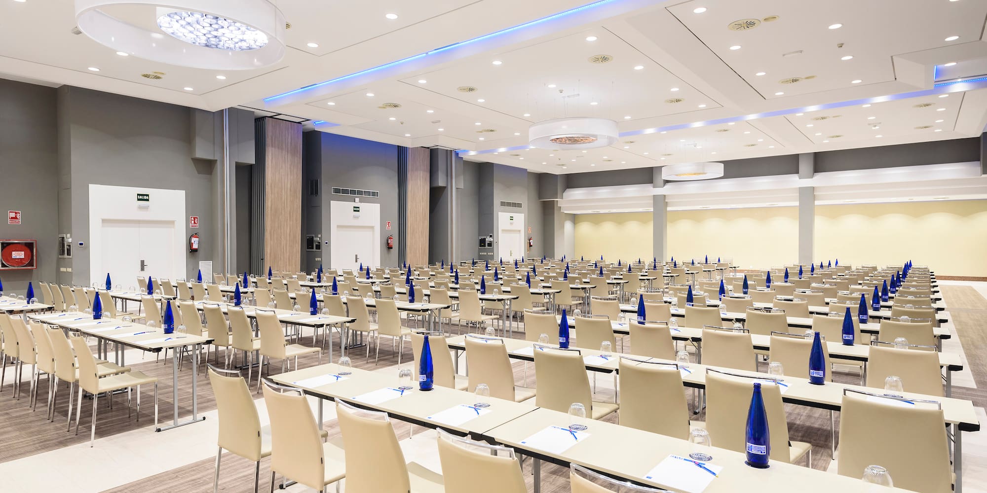 a room with tables and chairs