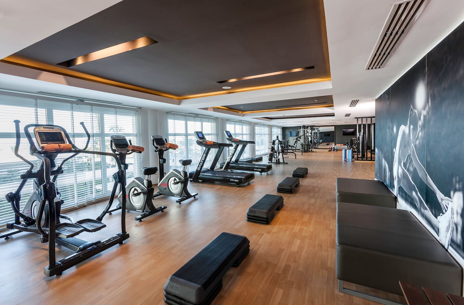 a room with exercise equipment