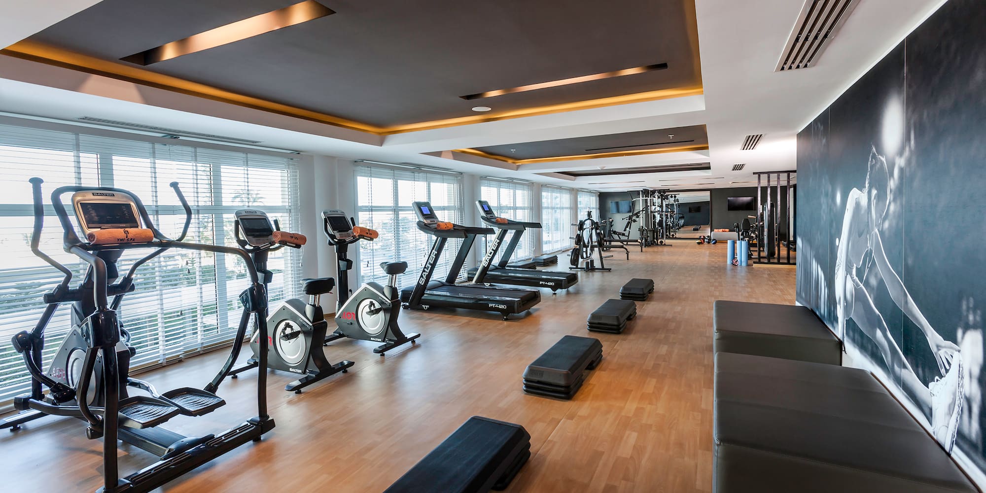 a room with exercise equipment