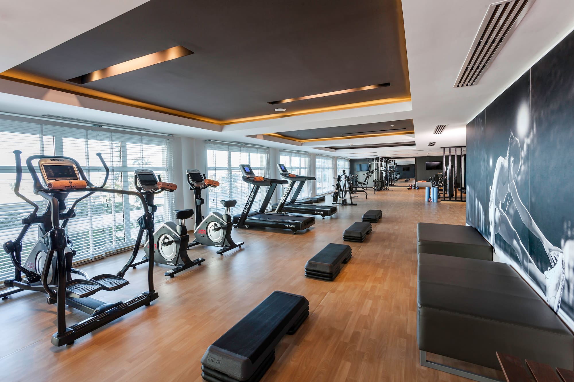 a room with exercise equipment