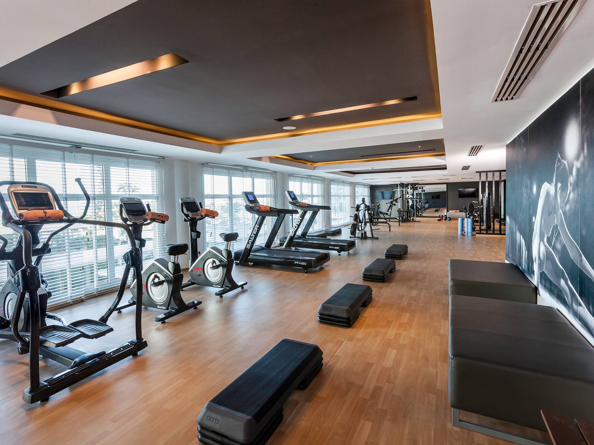 a room with exercise equipment