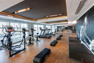 a room with exercise equipment