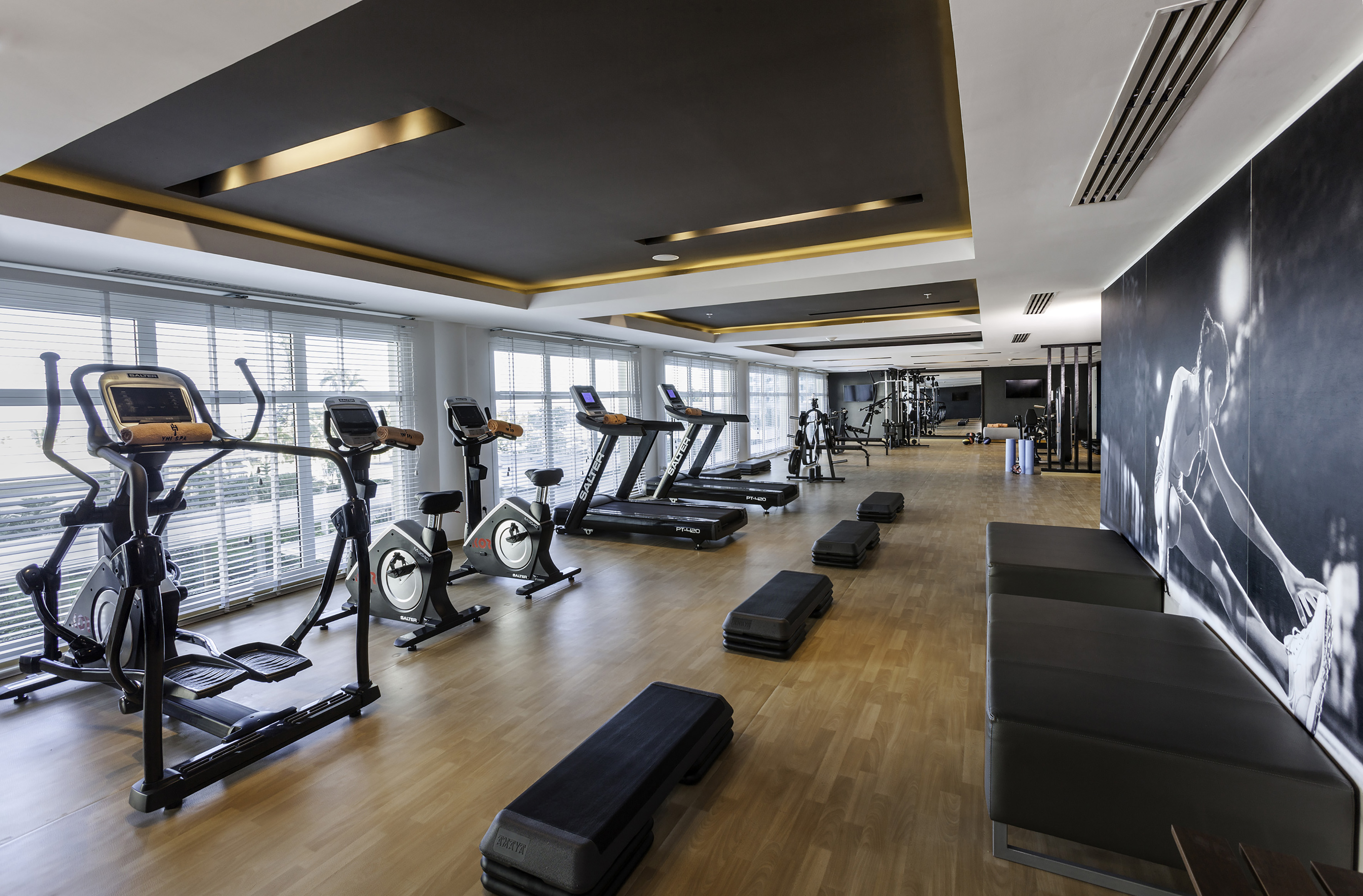 a room with exercise equipment