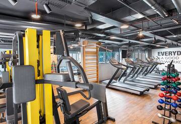 a room with exercise equipment