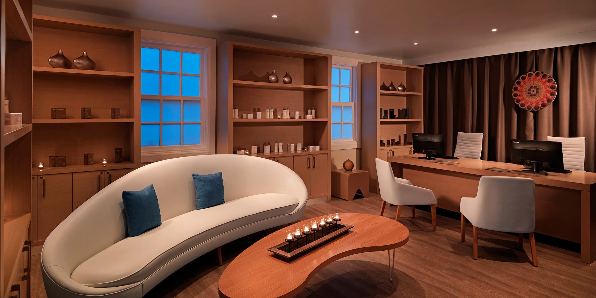 a room with a couch and a table