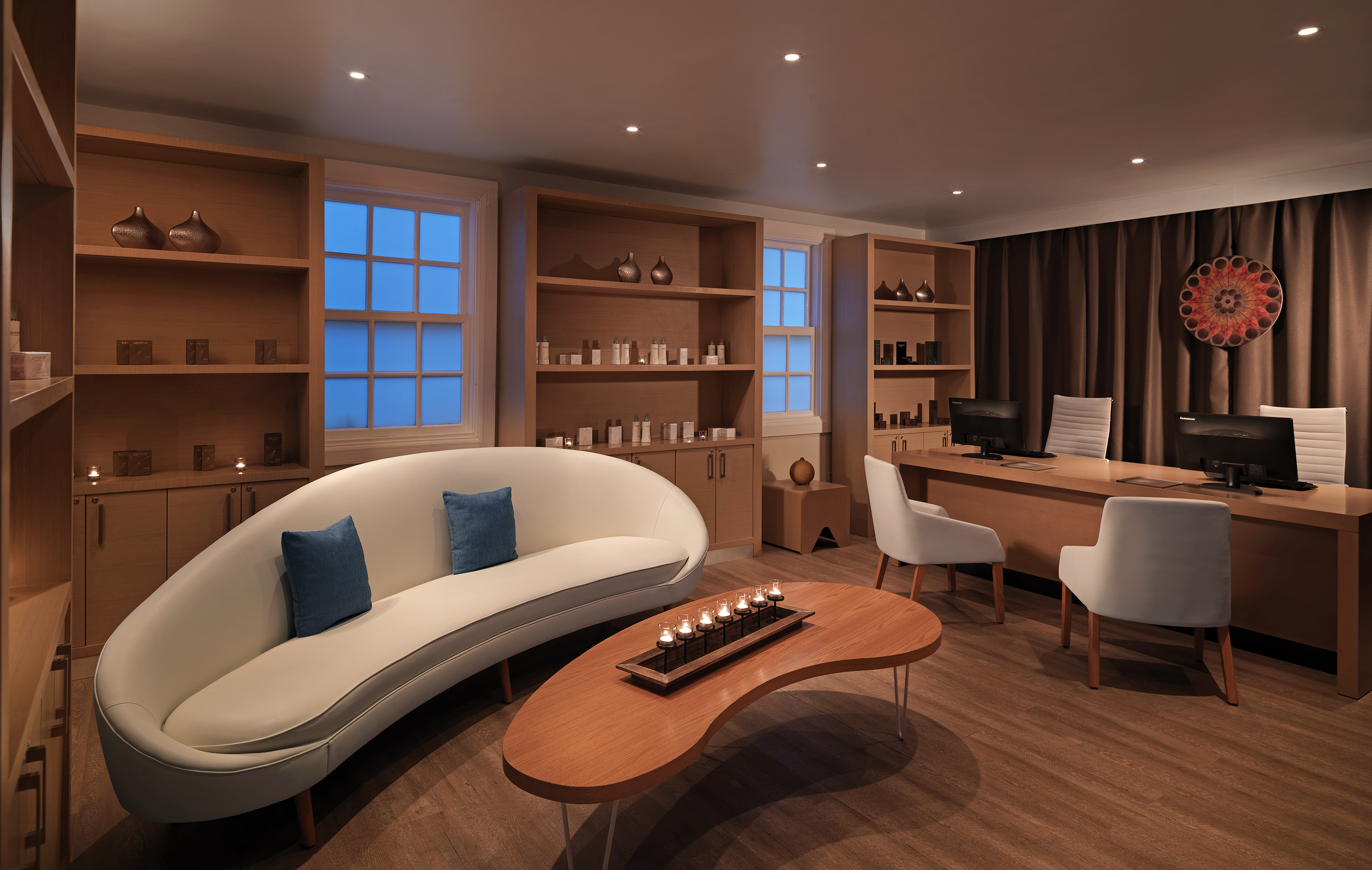 a room with a couch and a table