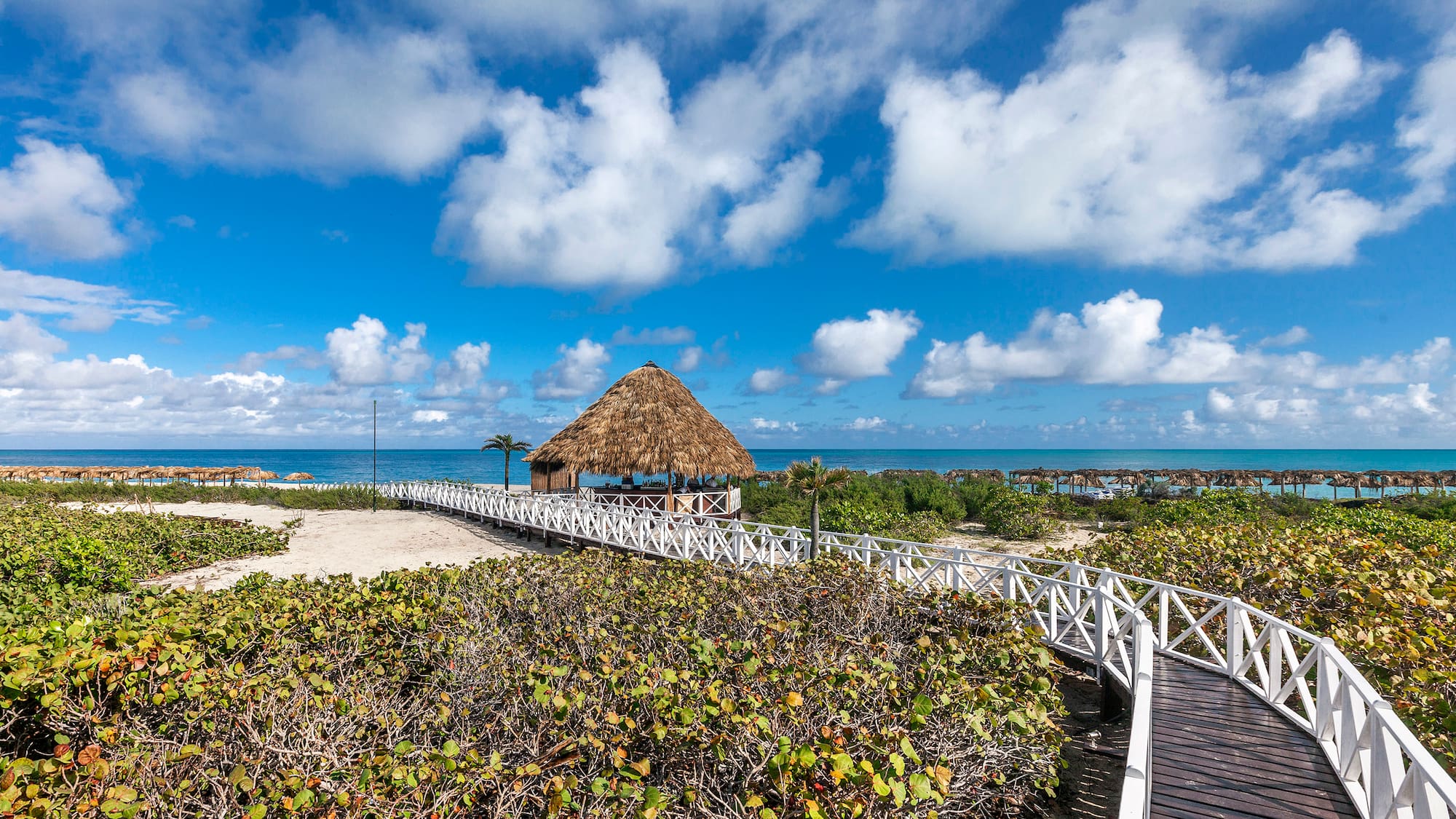 a walkway leading to a beach