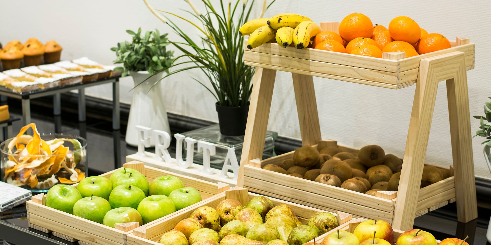 a display of fruit on a table