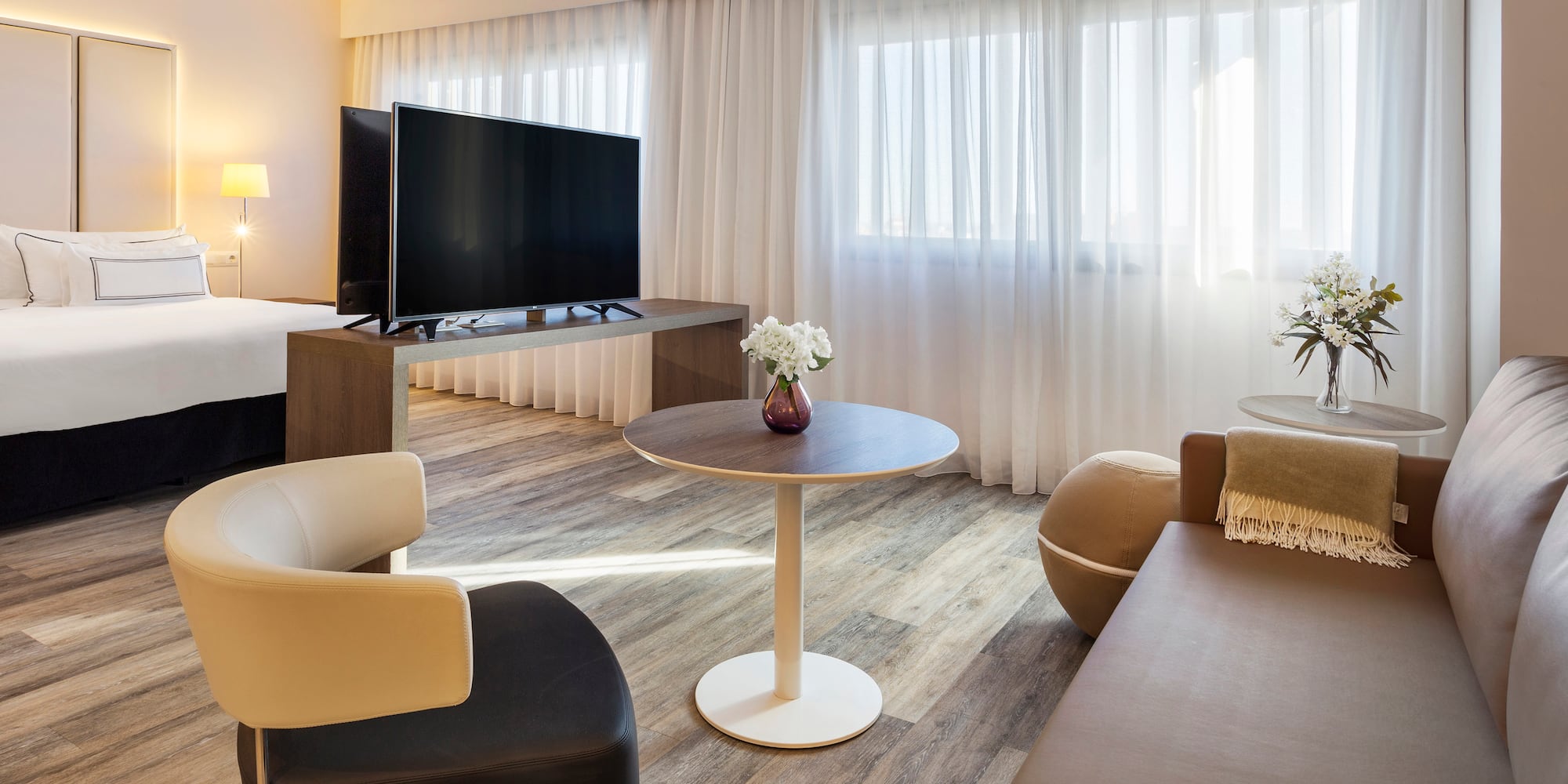 a room with a television and a couch